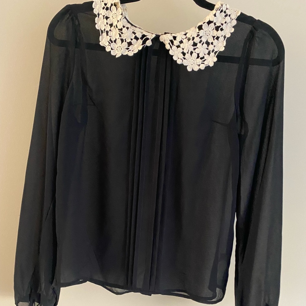 Xhilaration sheer black blouse M